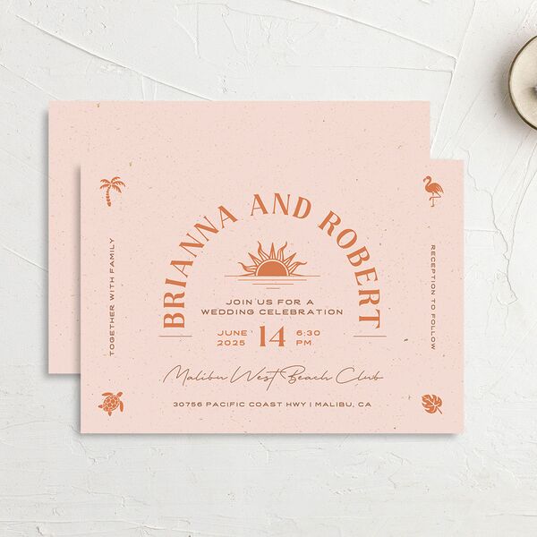 Beach Party Wedding Invitations Pink Cotton Signature No