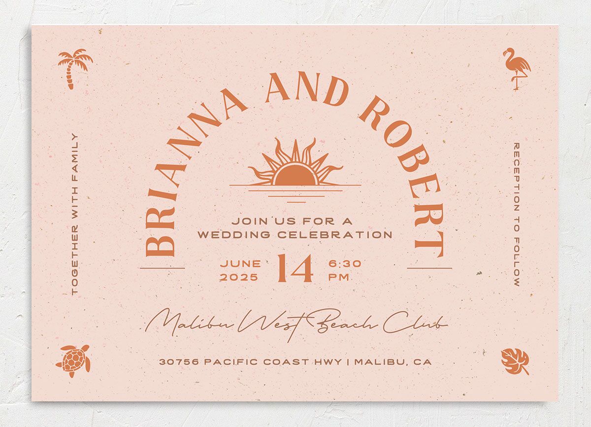Beach Party Wedding Invitations Pink Cotton Signature No