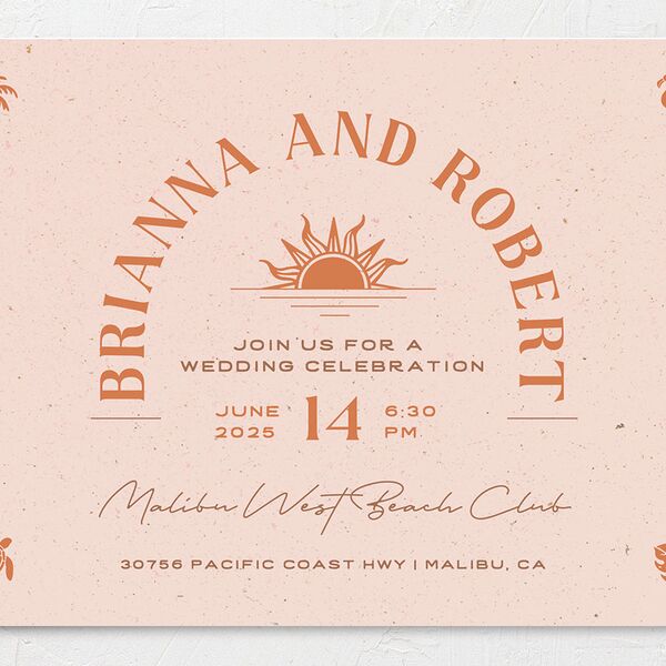 Beach Party Wedding Invitations Pink Cotton Signature No