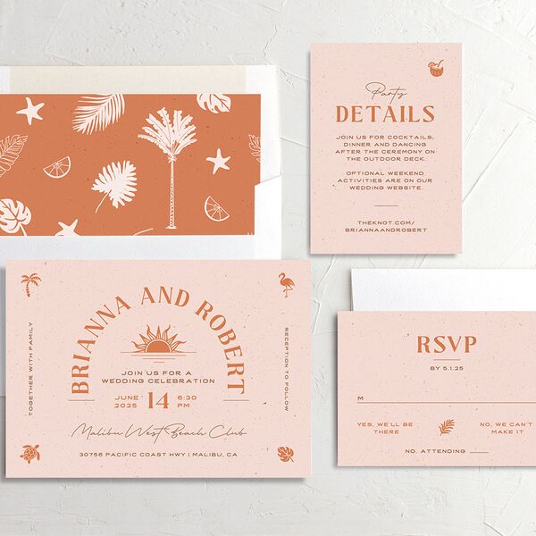 Beach Party Wedding Invitations Pink Cotton Signature No