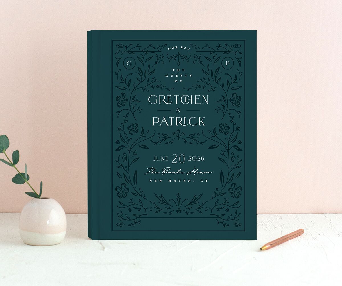 Storybook Filigree Wedding Guest Book Dark Night