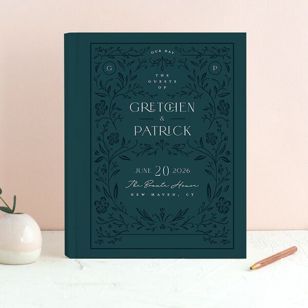 Storybook Filigree Wedding Guest Book Dark Night