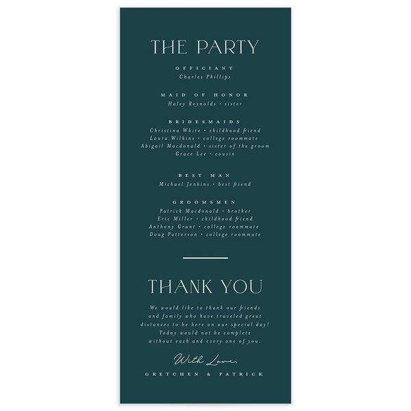 Storybook Filigree Wedding Programs Gold Dark Night Signature