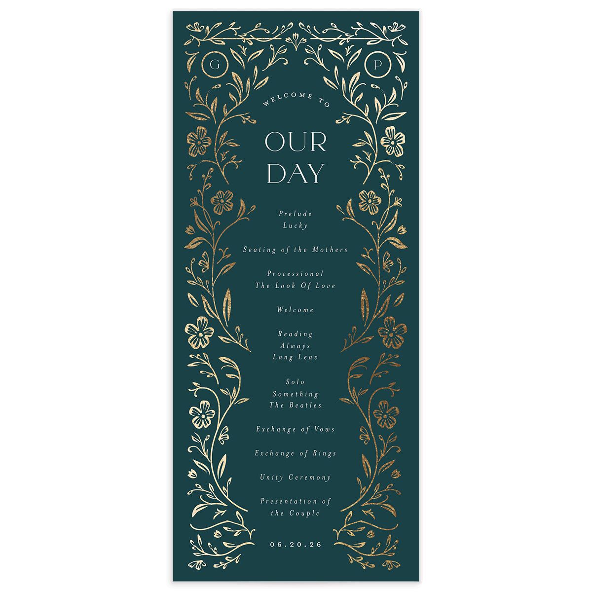 Storybook Filigree Wedding Programs Gold Dark Night Signature