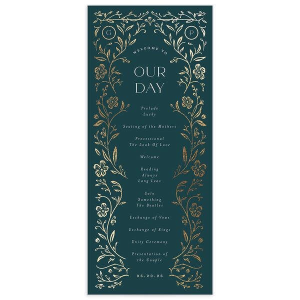 Storybook Filigree Wedding Programs Gold Dark Night Signature