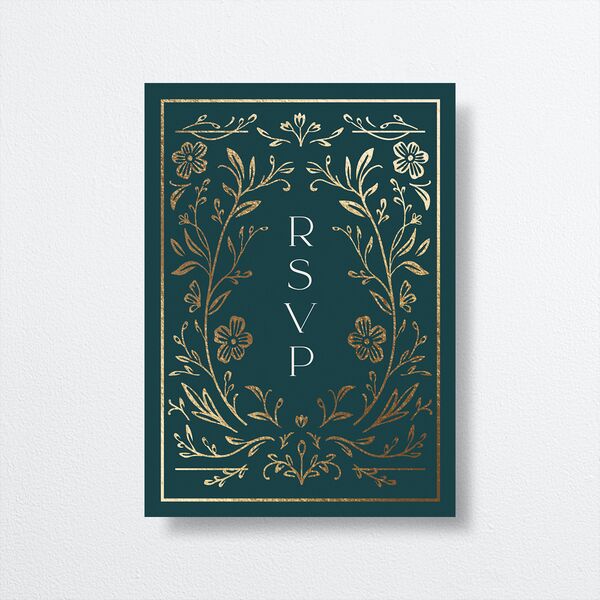 Storybook Filigree Wedding Response Cards Gold Dark Night Signature Standard