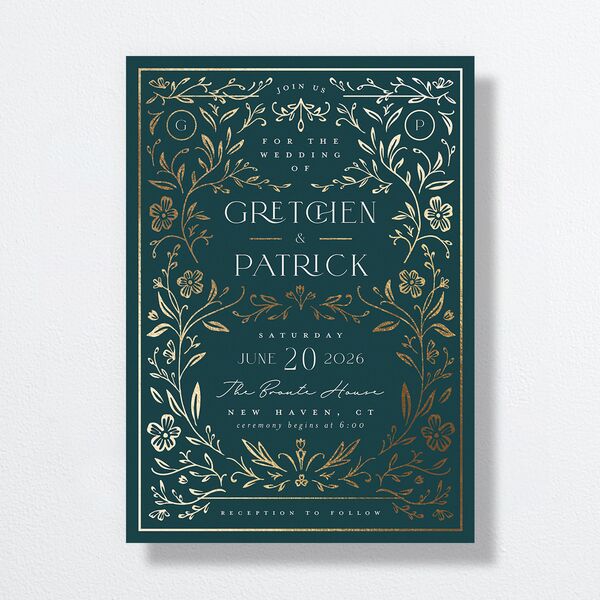 Storybook Filigree Wedding Invitations Gold Dark Night Signature No Standard
