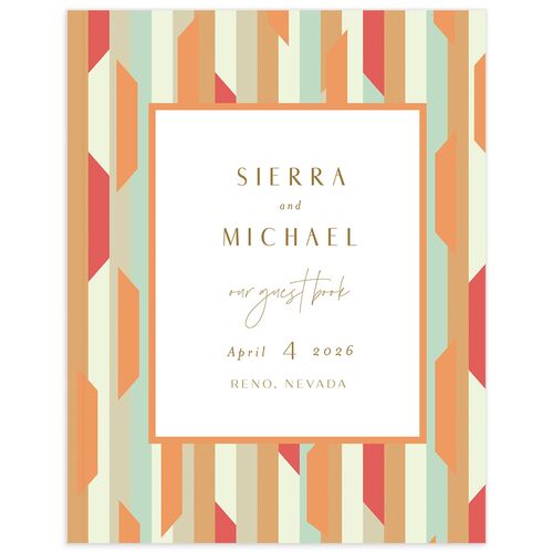 Abstract Disco Wedding Guest Book Canary