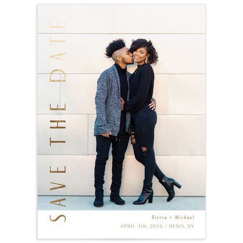 Abstract Disco Save The Date Cards Gold Canary Signature smooth No