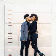 Abstract Disco Save The Date Cards Rose Gold Canary Signature smooth No