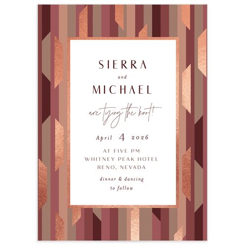 Abstract Disco Wedding Invitations Rose Gold Merlot Signature Blank No