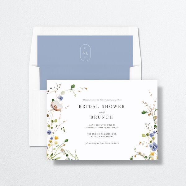 Glistening Wildflower Bridal Shower Invitations Pure White Signature Standard