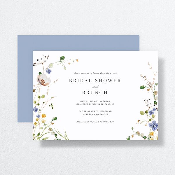 Glistening Wildflower Bridal Shower Invitations Pure White Signature Standard