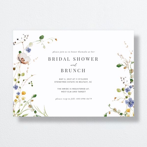 Glistening Wildflower Bridal Shower Invitations Pure White Signature Standard