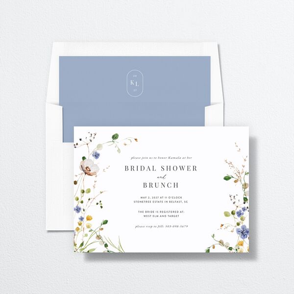 Glistening Wildflower Bridal Shower Invitations envelope-and-liner in White