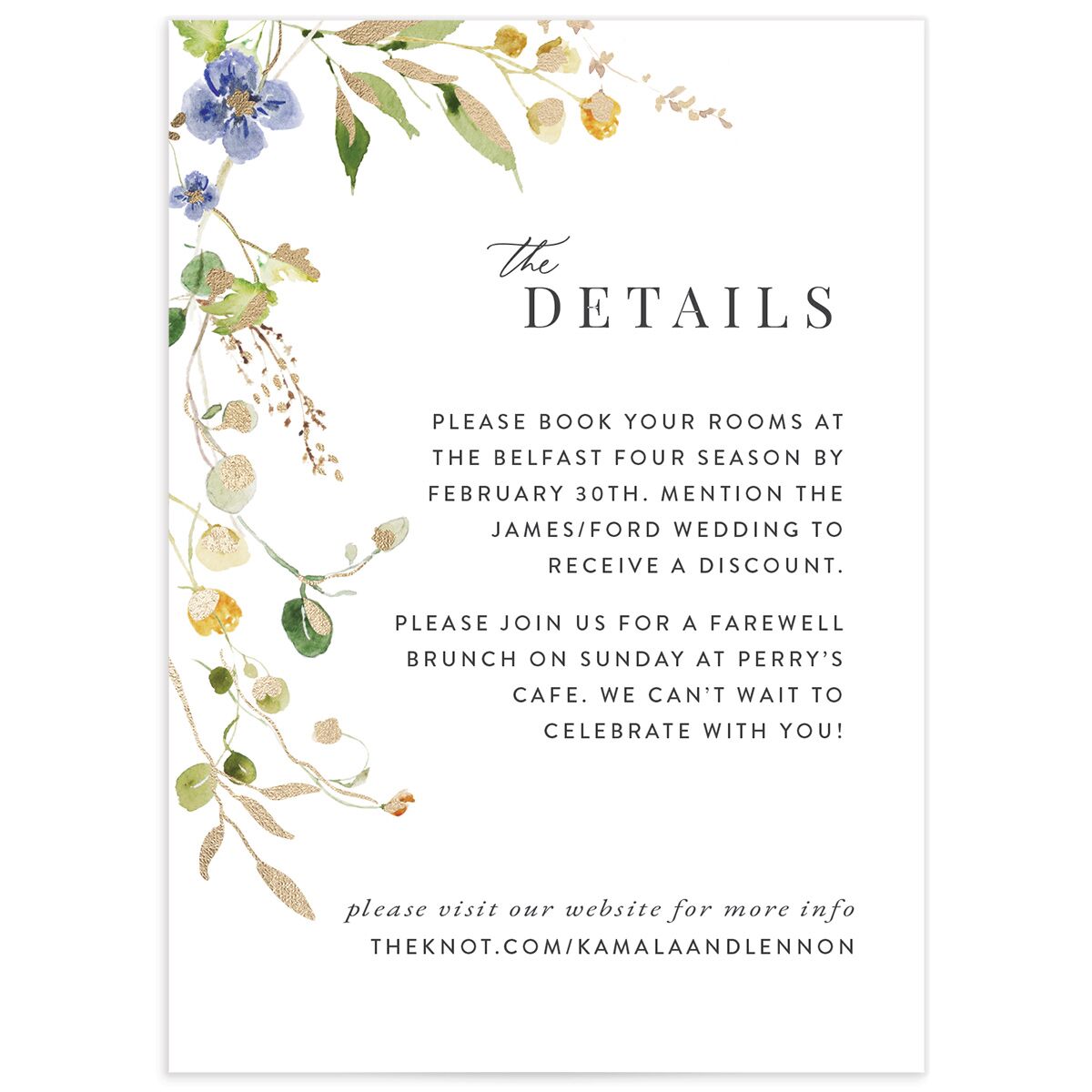 Glistening Wildflower Wedding Enclosure Cards