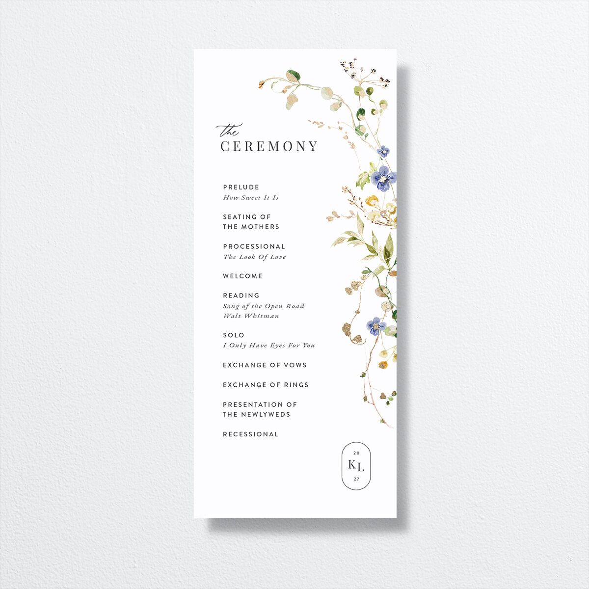Glistening Wildflower Wedding Programs front
