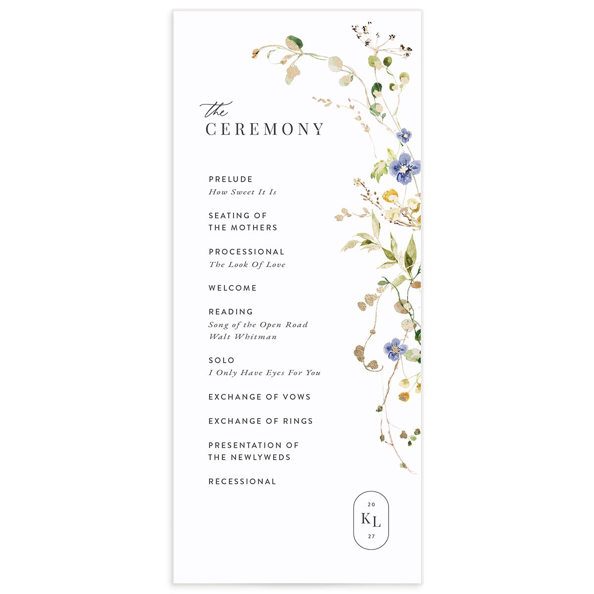Glistening Wildflower Wedding Programs