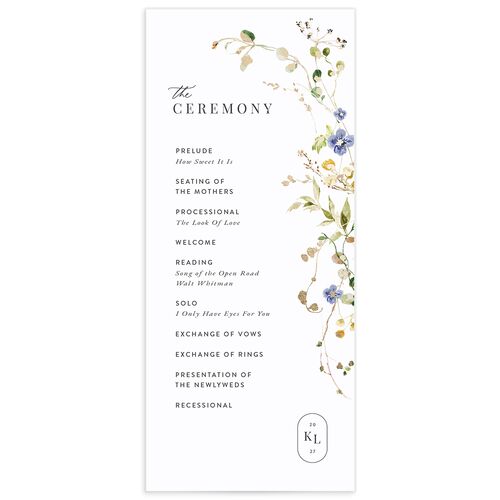 Glistening Wildflower Wedding Programs - White