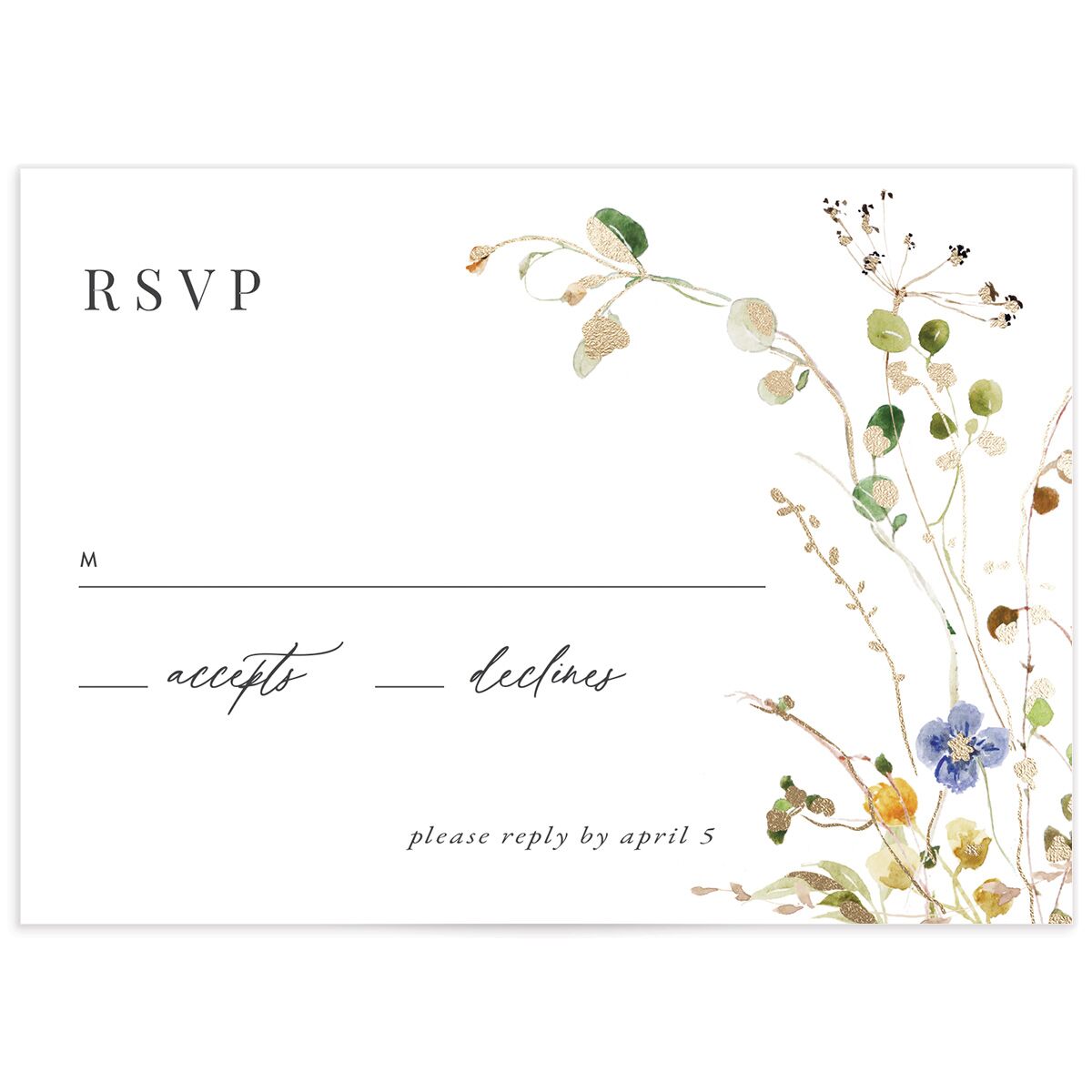 Glistening Wildflower Wedding Response Cards