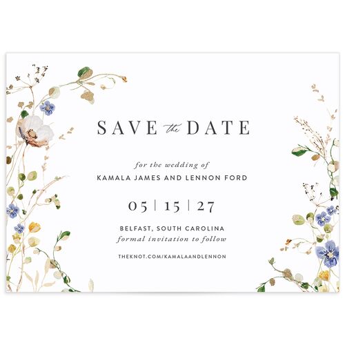 Glistening Wildflower Save the Date Cards - White