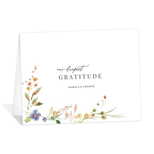 Glistening Wildflower Thank You Cards Rose Gold Pure White