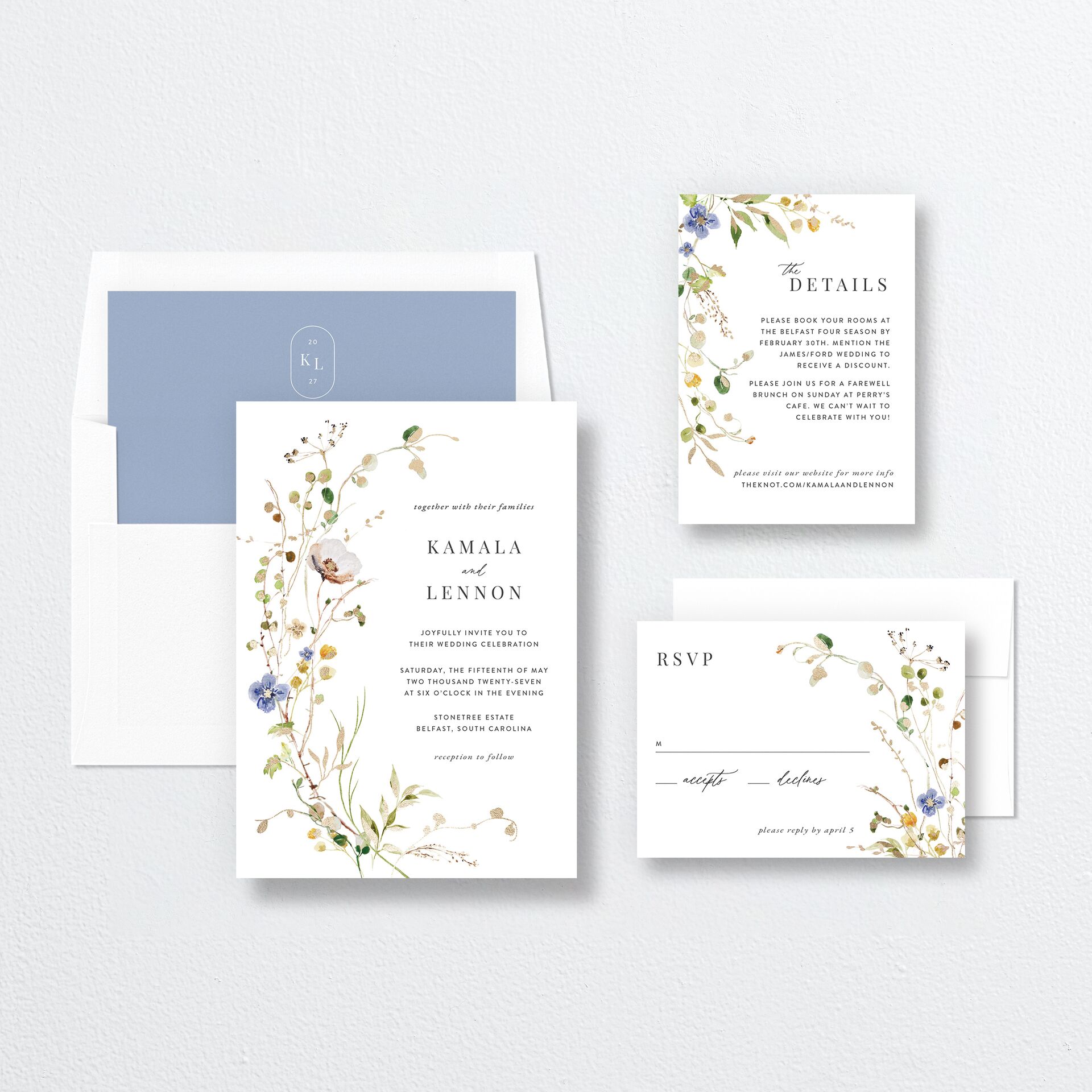 Glistening Wildflower Wedding Invitations — view 5