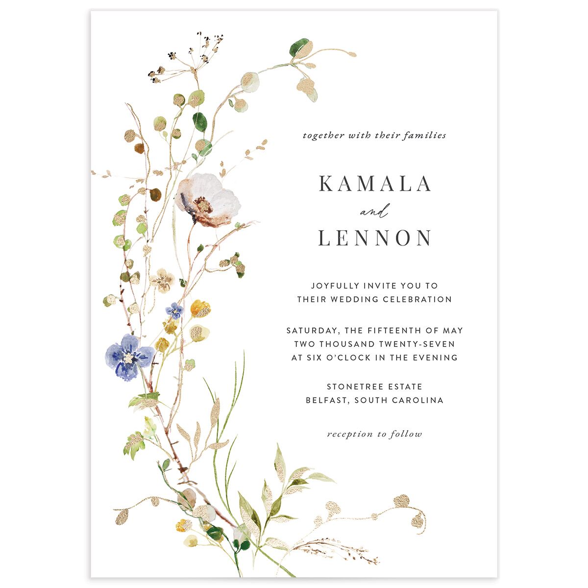Glistening Wildflower Wedding Invitations
