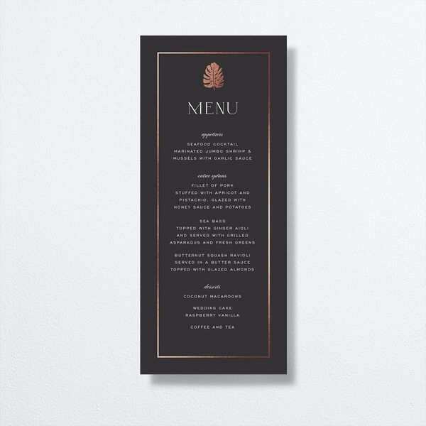 Gilded Tropics Menus Rose Gold Charcoal Recycled