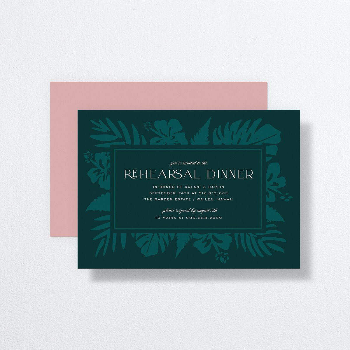 Gilded Tropics Rehearsal Dinner Invitations Ink Blue Signature