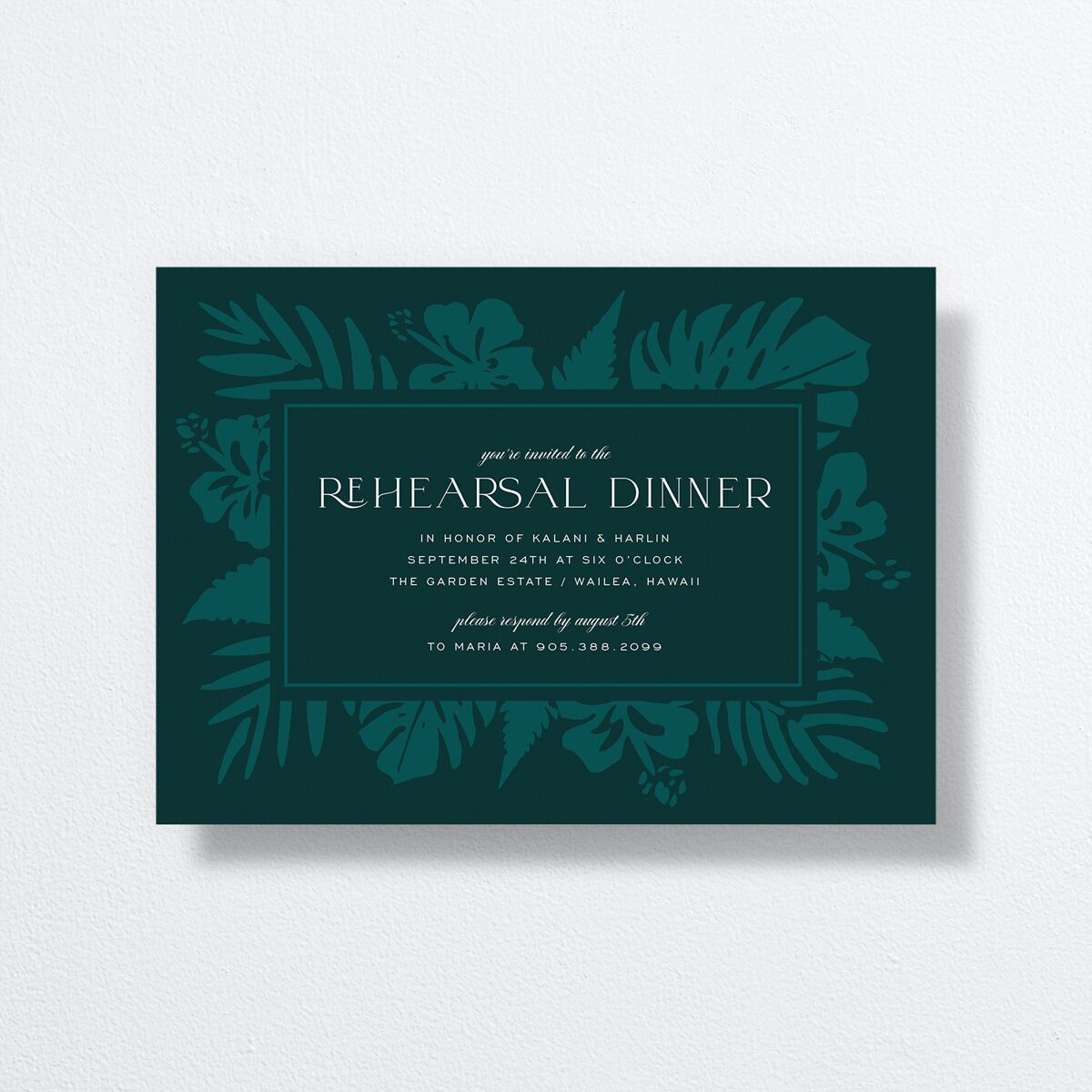 Gilded Tropics Rehearsal Dinner Invitations Ink Blue Signature