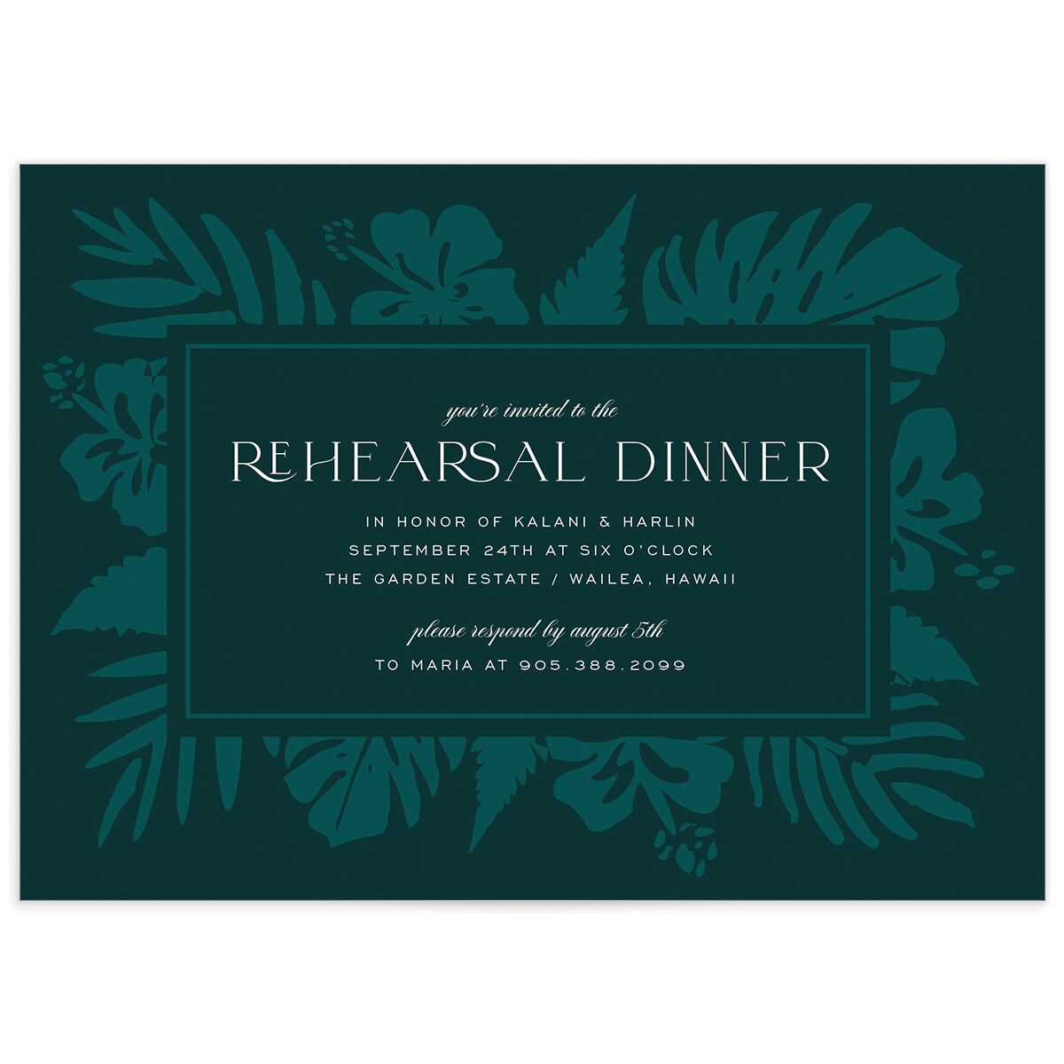 Gilded Tropics Rehearsal Dinner Invitations