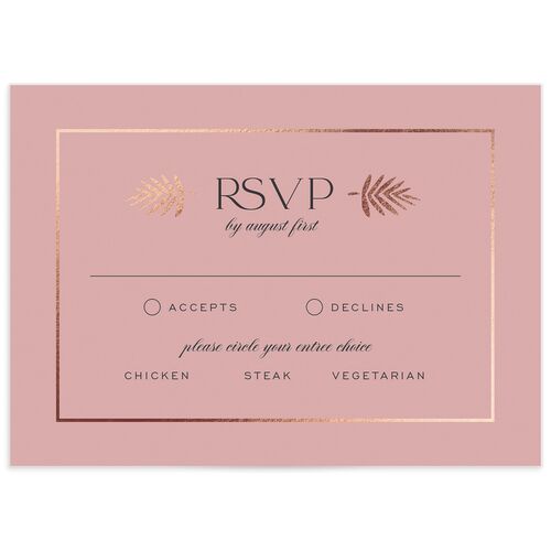 Gilded Tropics Wedding Response Cards Rose Gold Ink Blue Signature
