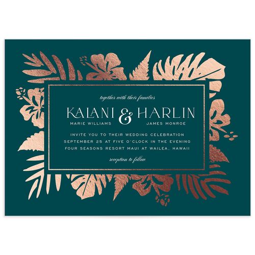 Gilded Tropics Wedding Invitations - Blue