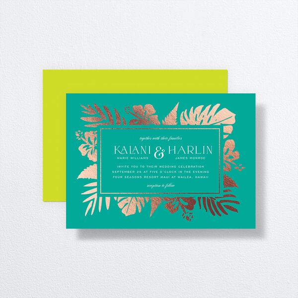 Gilded Tropics Wedding Invitations Rose Gold Sky Signature Blank No