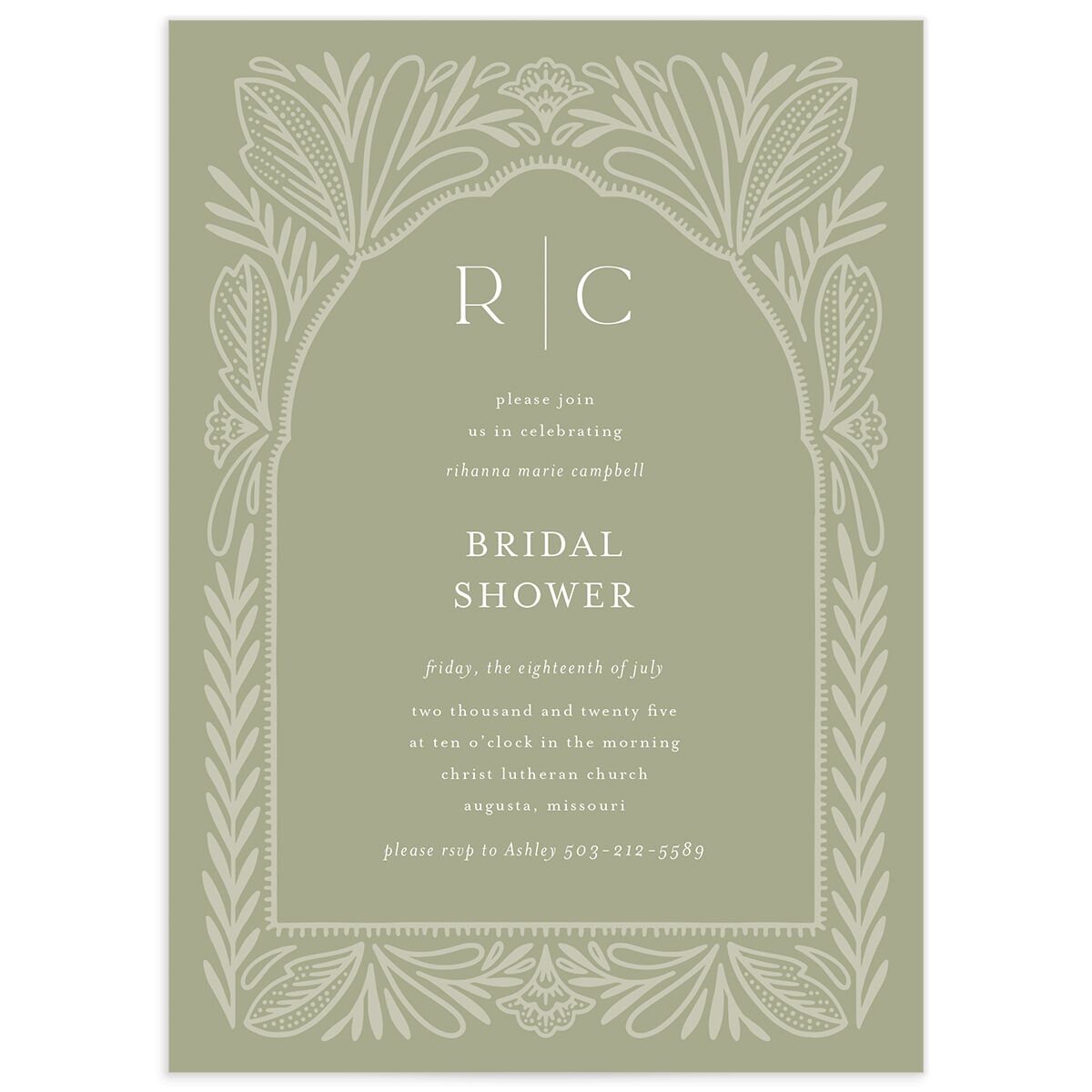 Ornate Arch Bridal Shower Invitations