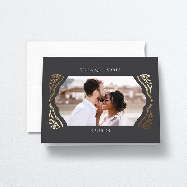Ornate Arch Thank You Cards Gold Charcoal