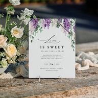 Romantic Wisteria Bridal Shower Standard Menu Tabletop Sign Small Purple Petal Standard Indoor Foam Core S Tabletop Menu