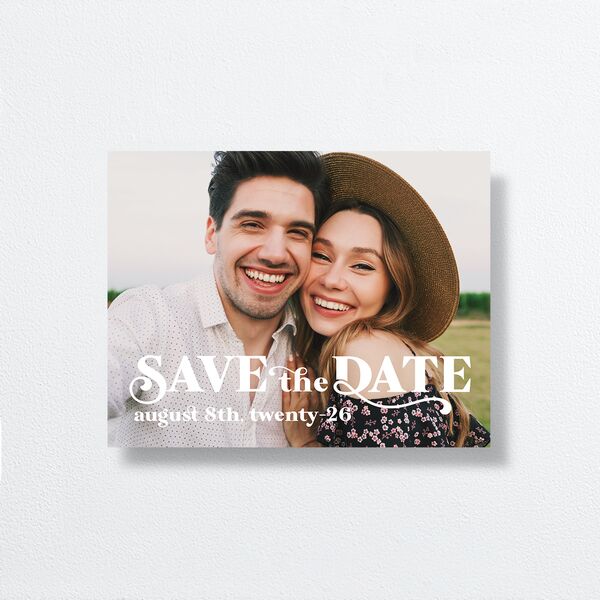 Retro Bloom Save the Date Petite Cards front in Pink