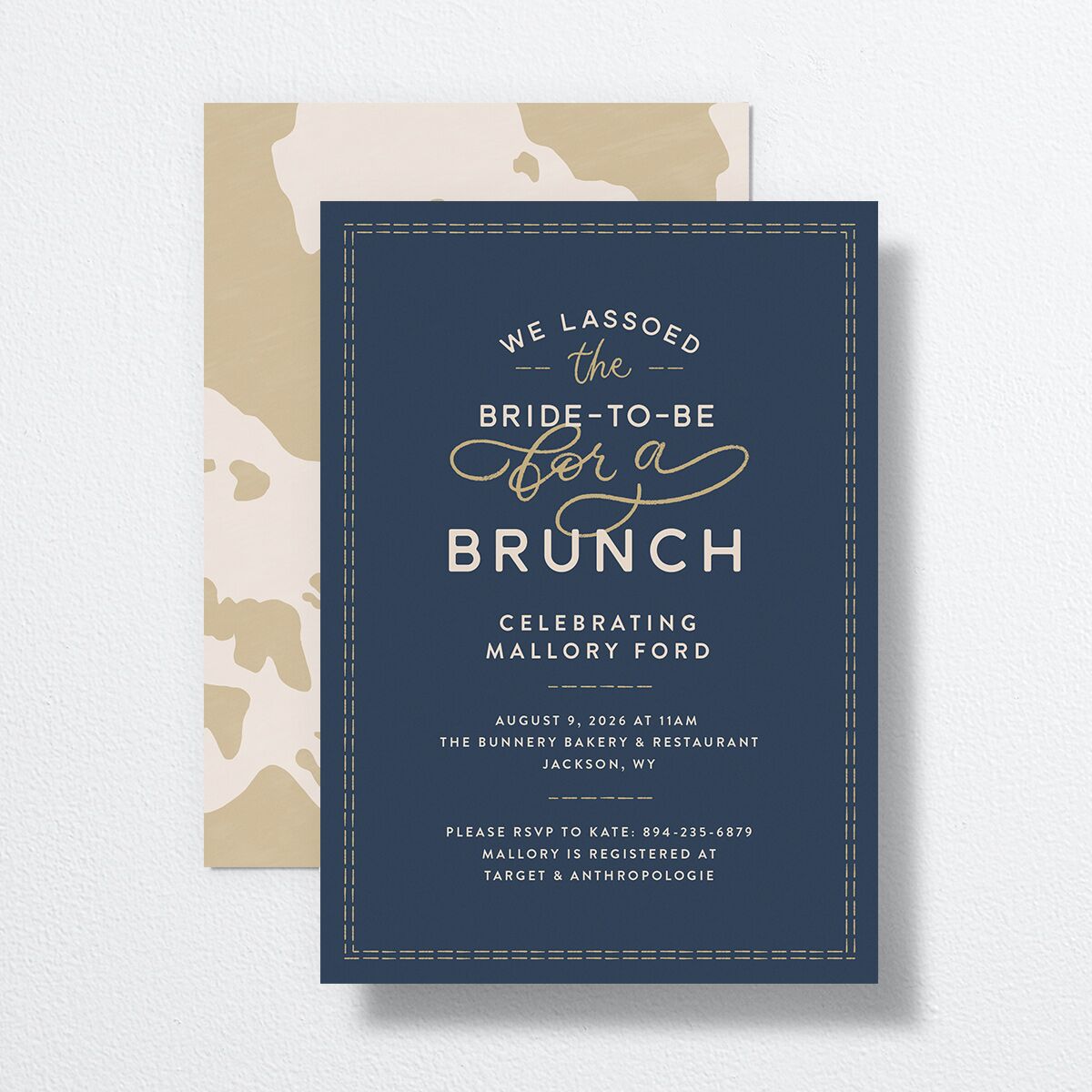 Western Denim Bridal Shower Invitations Moody Blue Signature