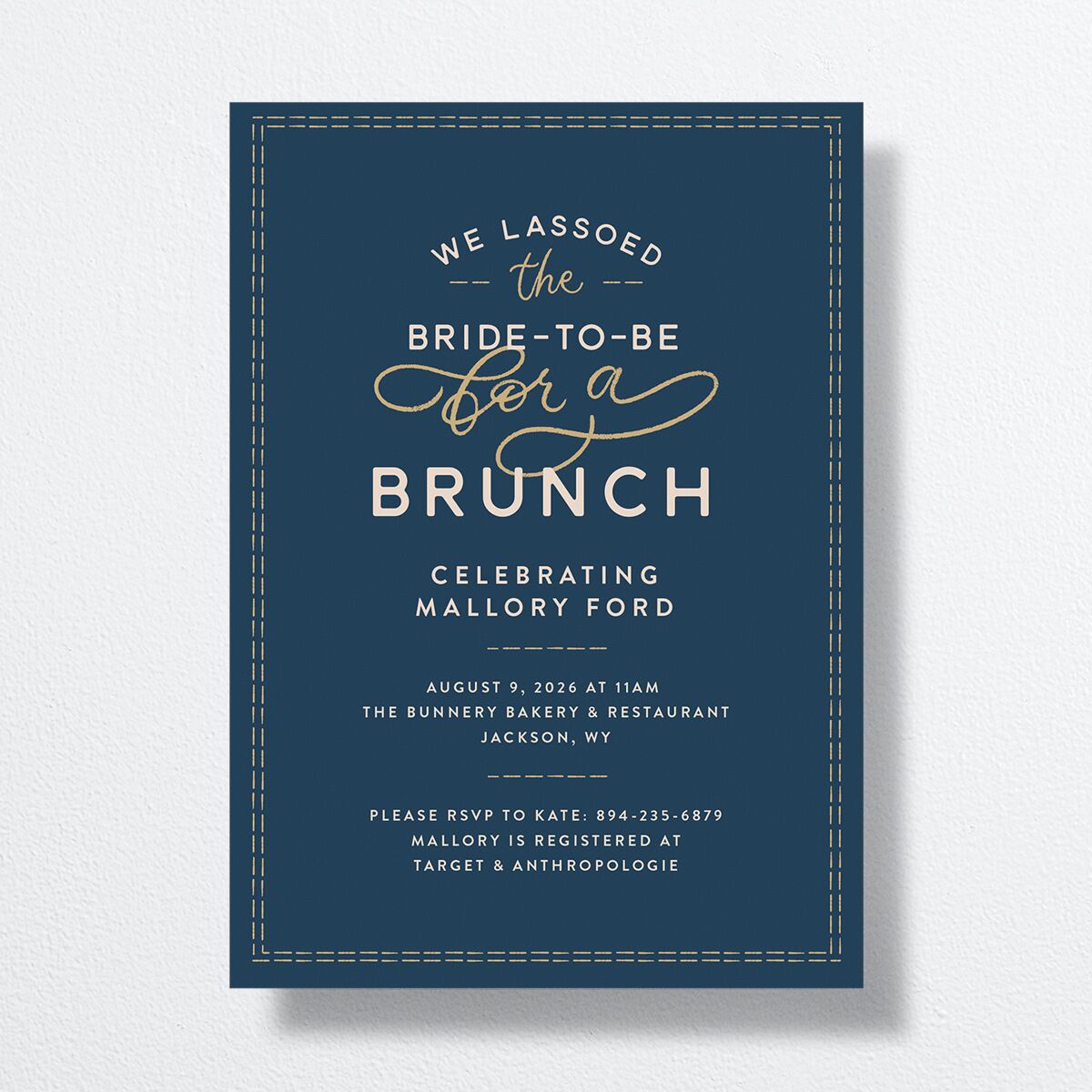 Western Denim Bridal Shower Invitations Moody Blue Signature