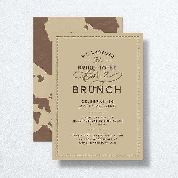 Western Denim Bridal Shower Invitations front-and-back in Multi-Color
