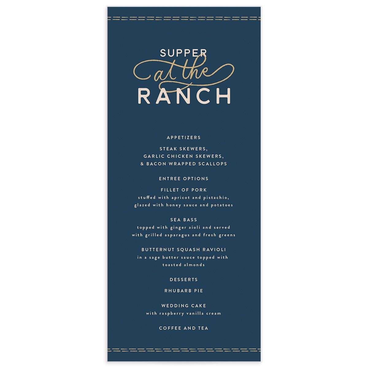 Rustic Ranch Menus