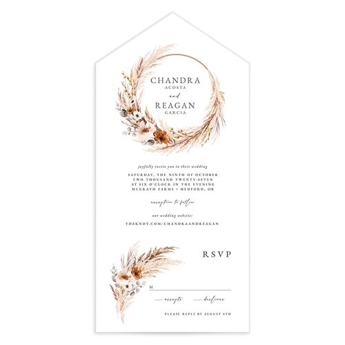 Bohemian Hoop All-in-One Wedding Invitations - Gold