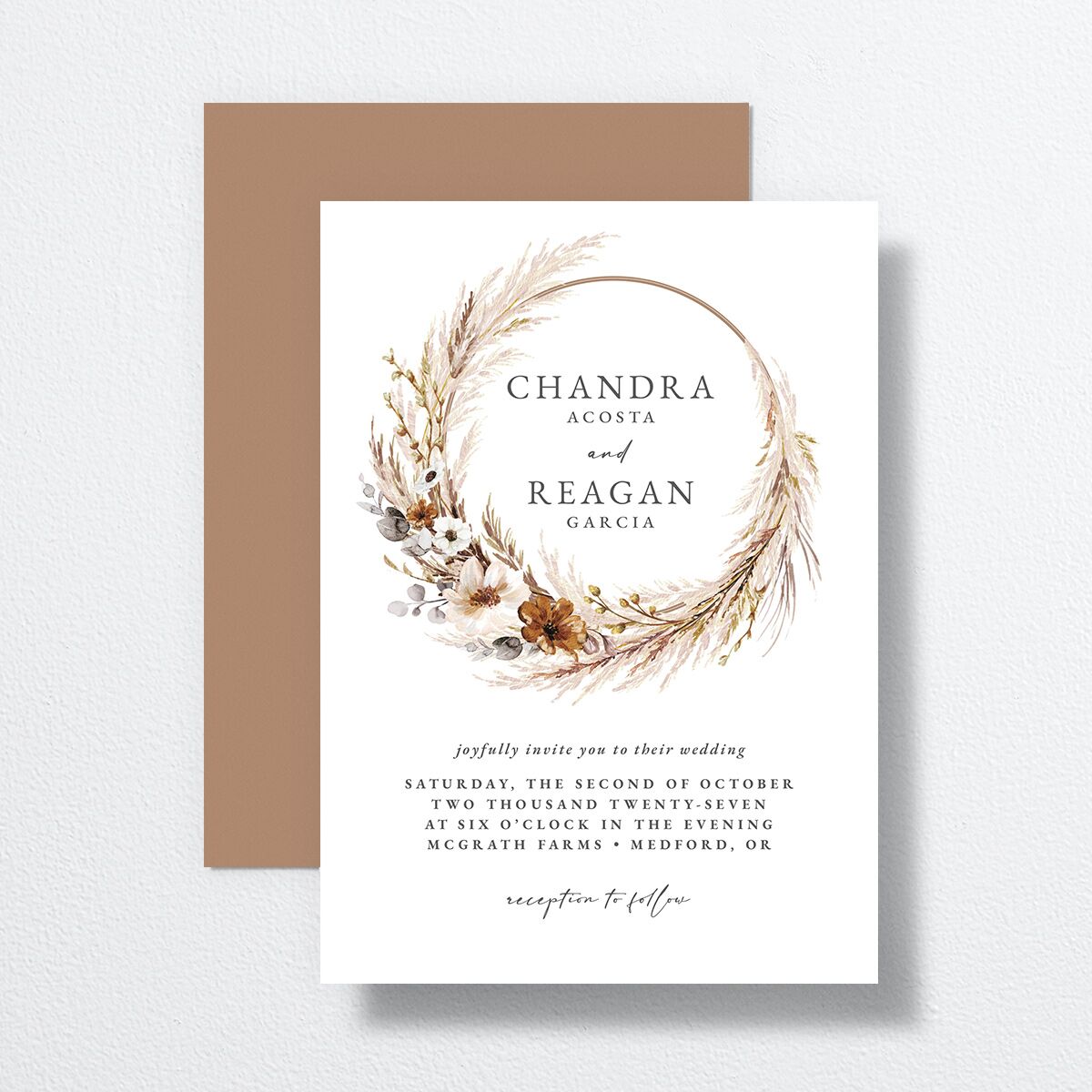 Bohemian Hoop Wedding Invitations Camel Signature No Standard