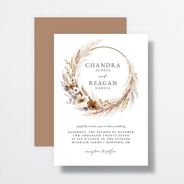 Bohemian Hoop Wedding Invitations Camel Signature No Standard