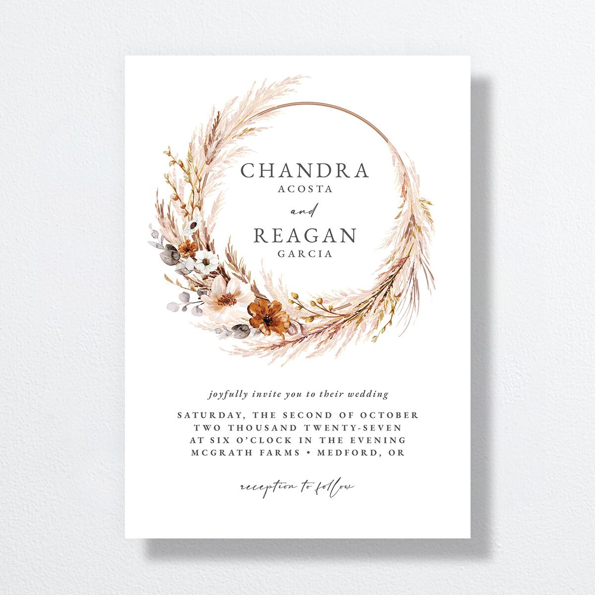 Bohemian Hoop Wedding Invitations Camel Signature No Standard