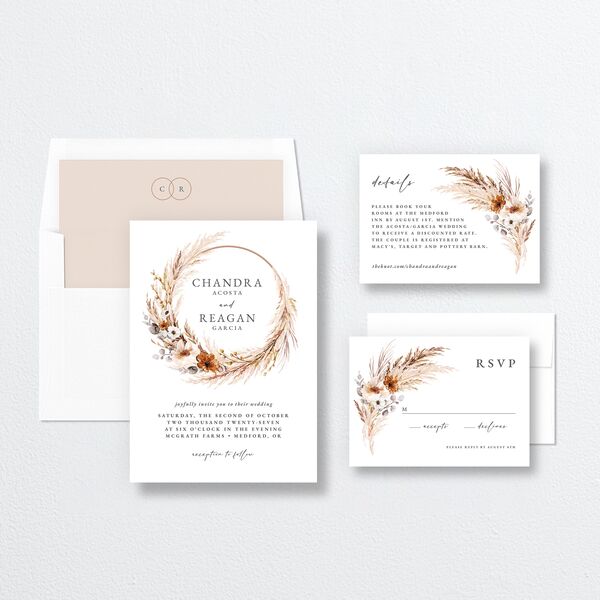 Bohemian Hoop Wedding Invitations Camel Signature No Standard