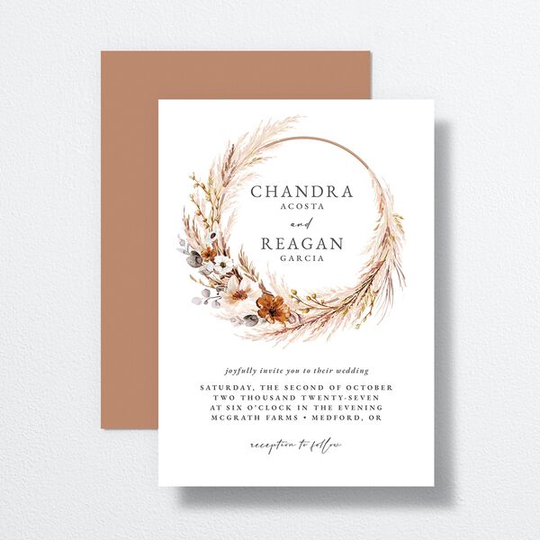 Bohemian Hoop Wedding Invitations front-and-back