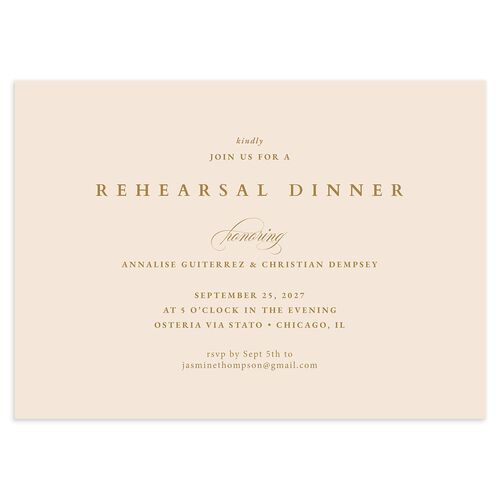 Elegant Edge Rehearsal Dinner Invitations Sand Signature Blank Standard